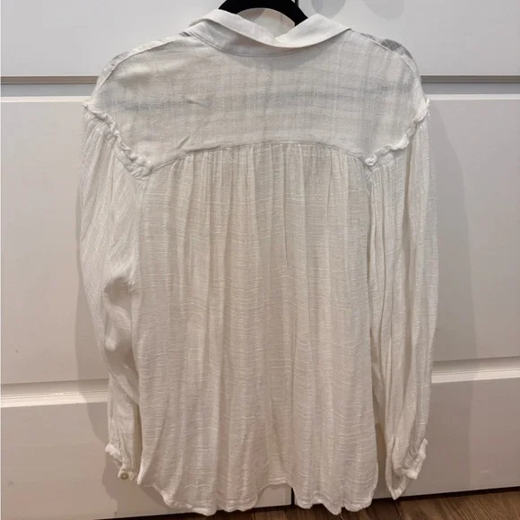 Free People Cream Long Sleeve Relaxed Blouse - Picture 4 of 4